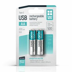 Набір акумуляторних батарей ColorWay USB AA 2220 мА 2 шт/уп