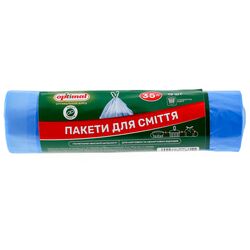Пакети для сміття Optimal із затяжкою сині 35 л 15 шт/рул