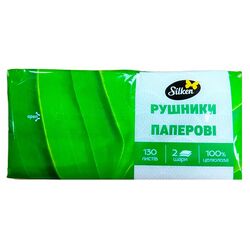 Рушники паперові Silken білі 2 шари 130 листів/пач