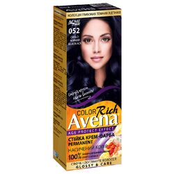 Крем-фарба для волосся стійка Avena Rich Color Синьо-чорний 052