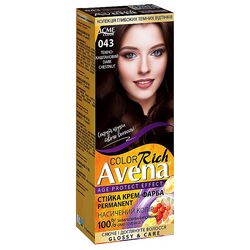 Крем-фарба для волосся стійка Avena Rich Color Темно-каштановий 043