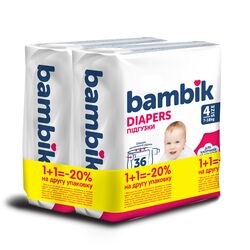 Набір підгузків дитячі Bambik Maxi 4 7-18 кг 2х36 шт/пач