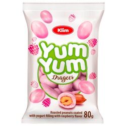 Драже глазуроване Klim YUM-YUM Арахіс у малиновому йогурті 80г