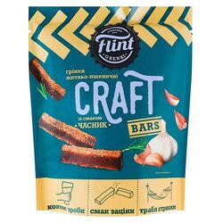 Грінки житньо-пшеничні хвилясті Flint Craft зі смаком часнику 90 г