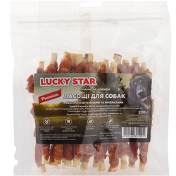 Ласощі для собак Lucky Star Куряче в'ялене м'ясо на кальцінованій паличці 200 г