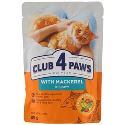 Корм для котів Club 4 Рaws Premium з макреллю в соусі пауч 85 г
