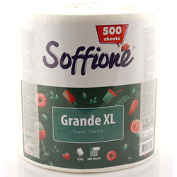 Рушник паперовий Soffione Grande XL двошаровий білий 500 відривів