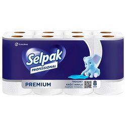 Набір рушників паперових SELPAK Professional Premium білі 3 шари 8 шт/уп