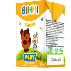 Сік Вінні персиковий з м'якоттю 0,2 л