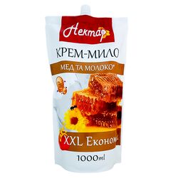 Крем-мило рідке НЕКТАР Мед із молоком дой-пак 1000 мл