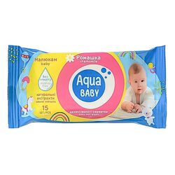 Серветки вологі дитячі Aqua Baby з вітамінним комплексом 15 шт/уп.