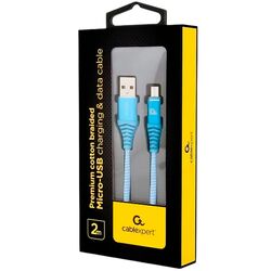 Кабель USB-MicroUSB Cablexpert CC-USB2B-AMmBM-VW блакитний 2 м