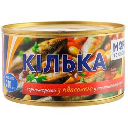 Консерви Кілька з квасолею у томатному соці Моря та Океани ж/б 240г