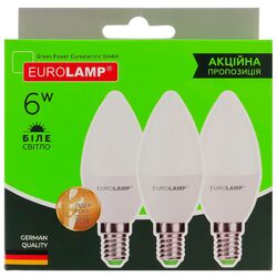 Набір ламп LED EUROLAMP CL 6Вт E14 4000K 3шт/уп
