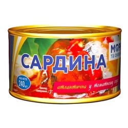 Консерви Сардина атлантична у томатному соці Моря та Океани ж/б 240 г