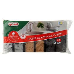 Набір губок кухонних Optimal великопористі 5+1 шт/пачка