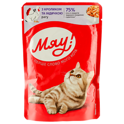 Корм для котів Мяу Рагу з кроликом, індичкою, пауч 85 г