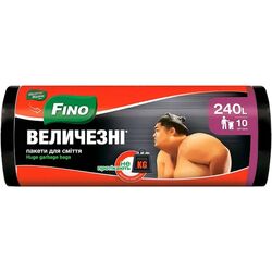Пакети для сміття FINO Міцні Величезні чорні 240 л 10 шт/рул.