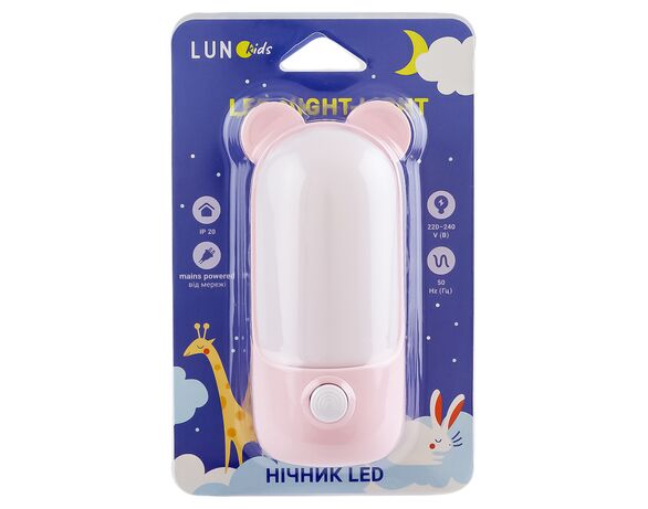 Нічник LED мережевий з кнопкою LUNO Вушка 2 режими Аврора картинка 2 фото