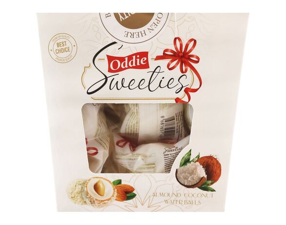 Набір цукерок білий шоколад ODDIE Sweeties кокос, мигдаль 150 г картинка 2 в Аврорі