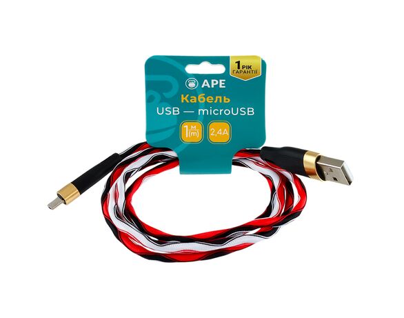 Кабель USB-MicroUSB APE різнокольоровий Аврора купити