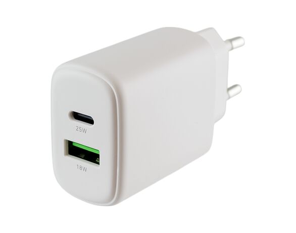 Адаптер для зарядки мережевий USB+Type-C 25 Вт Аврора ціна