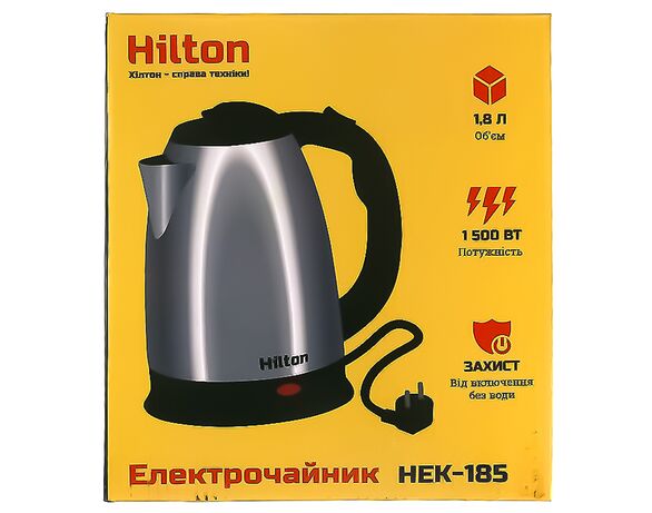 Чайник електричний нержавіючий HILTON HEK-185 чорний Аврора картинка 8 вартість
