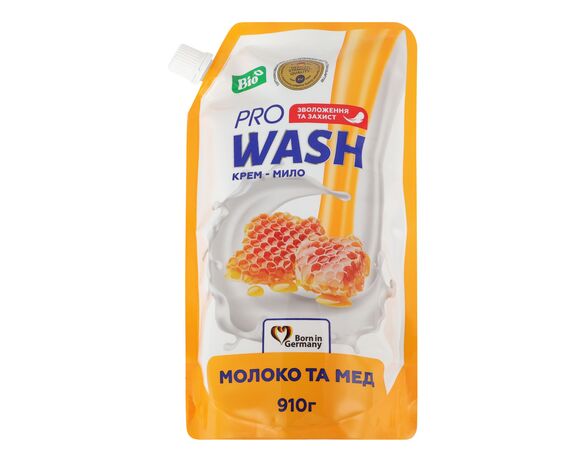 Крем-мило рідке Pro WASH Молоко та мед дой-пак 910 г Аврора купити