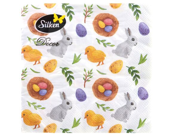 Серветки Silken Пасхальний настрій мікс 3 шари 33х33 см, 18 шт/пач Аврора вартість