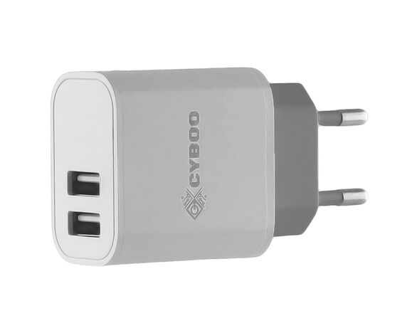 Адаптер для зарядки мережевий Cyboo 2USB білий в інтернет-магазині Аврора