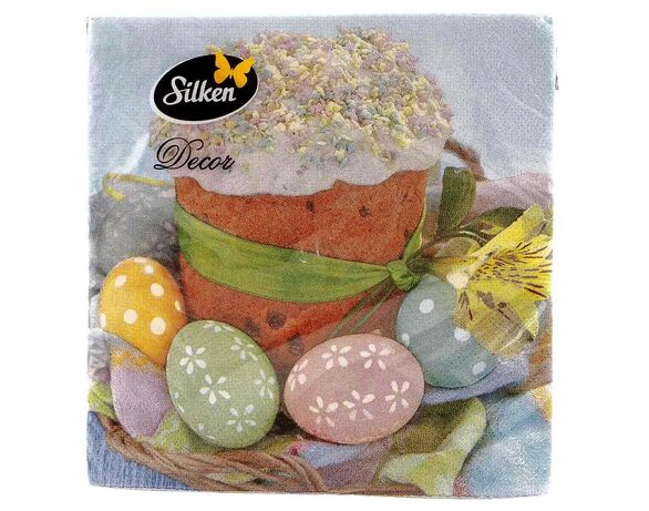 Серветки Silken Велика паска з крашанками 3 шари 33х33 см,18 шт/пач картинка 2 в інтернет-магазині Аврора
