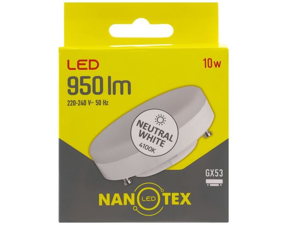 Лампа LED кругла NANOTEX GX53 10 Вт 4100 К 220 В (112856) - купити