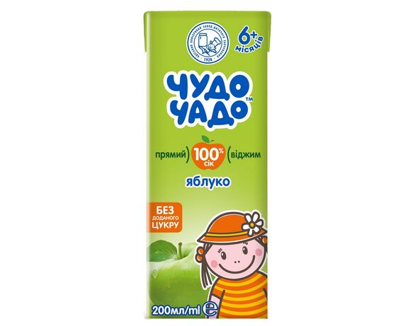 Сік неосвітлений ЧУДО-ЧАДО Яблуко 200 мл Аврора вартість