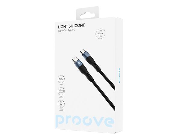 Кабель Type-C-Type-C Proove Light Silicone чорний 1 м Аврора картинка 2 відгуки