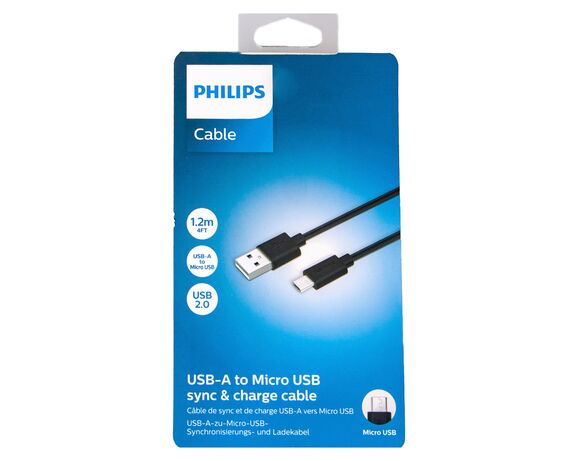 Кабель USB-microUSB Philips чорний 1,2 м Аврора каталог