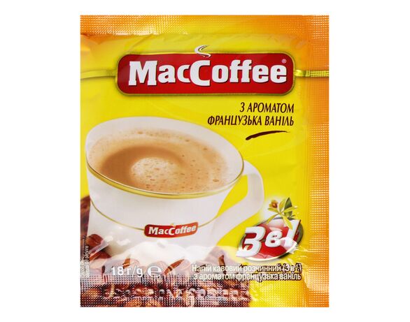 Напій кавовий розчинний 3в1 MacCoffee з ароматом французької ваніллі 18 г Аврора каталог