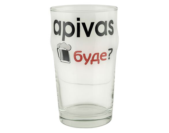 Келих для пива скляний з деколлю прозорий 0,5 л в тубусі Аврора дешево