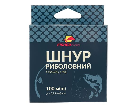 Шнур риболовний Fisherman d=0,25 мм 100 м Аврора фото