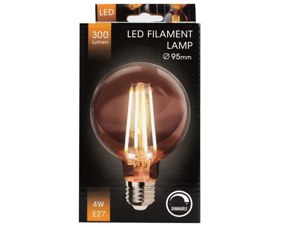 Лампа LED з регулюванням освітлення Filament G95 4Вт Е27 бурштинова 2200К Аврора картинка 2 з доставкою