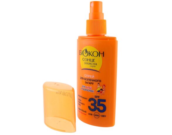 Спрей для безпечної засмаги дорослих, дітей Біокон SPF35 90 мл Аврора картинка 2 відгуки