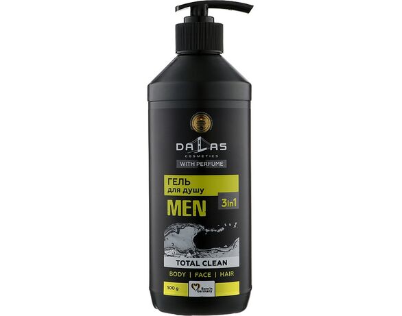 Шампунь-гель для душу чоловічий 3в1 Dalas Total clean 500 г Аврора купити