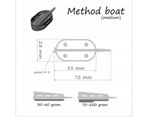 Годівниця рибальська LIFE ORANGE Boat Flat Method з вертлюгом №4 70 г Аврора картинка 4 недорого