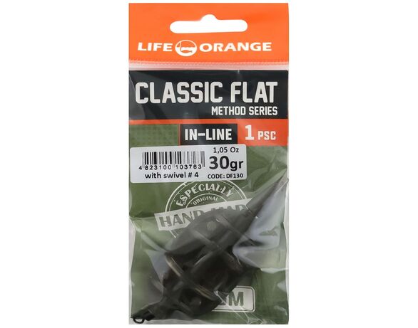 Годівниця рибальська LIFE ORANGE Classic Flat Method з вертлюгом №4 30 г картинка 4 в інтернет-магазині Аврора