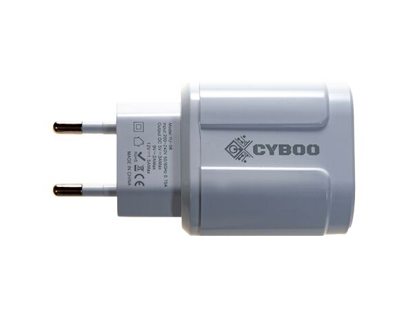 Адаптер зарядний мережевий Cyboo USB білий Аврора картинка 2 вартість