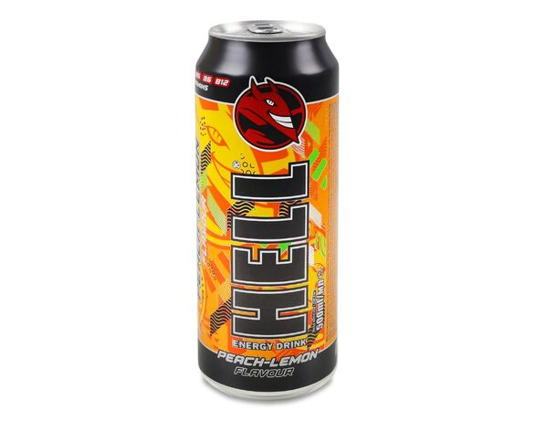 Напій енергетичний безалкогольний  HELL Peach-lemon ж/б 500 мл Аврора каталог