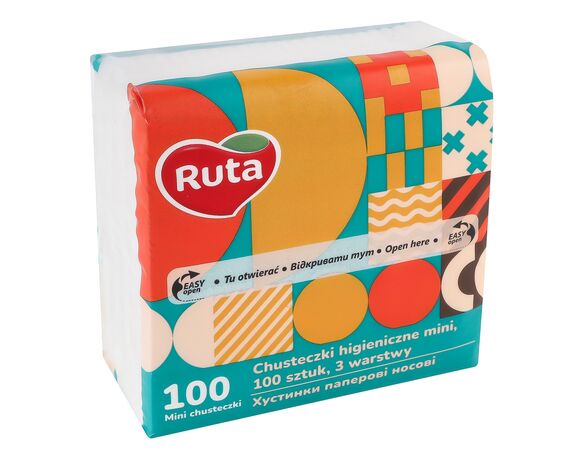 Хустки паперові носові Ruta Mini Tissues без аромату 3 шари 100 шт/уп Аврора ціна