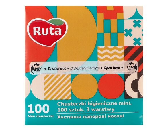 Хустки паперові носові Ruta Mini Tissues без аромату 3 шари 100 шт/уп Аврора картинка 2 вартість