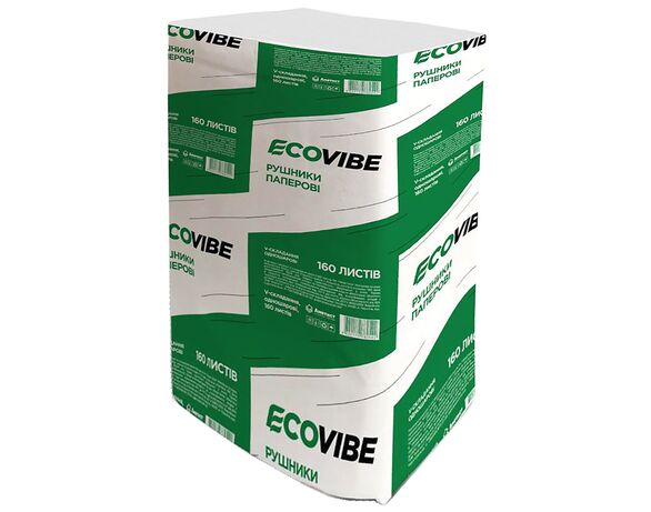 Рушники паперові V-складання ECOVIBE білі 150 листів/пач в інтернет-магазині Аврора