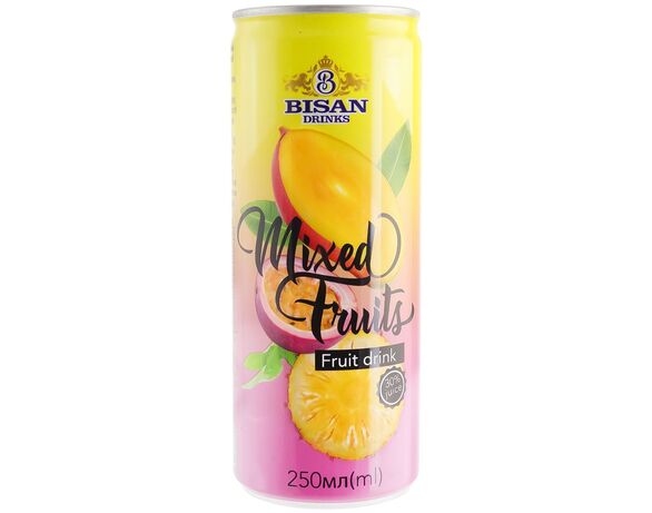 Напій соковий безалкогольний негазований BISAN DRINKS  Мікс фруктів ж/б 250 мл Аврора купити