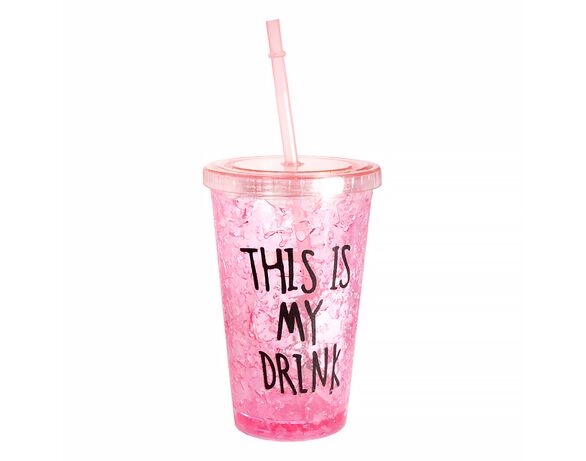 Стакан пластиковий з кришкою і трубочкою This is my drink Аврора з доставкою